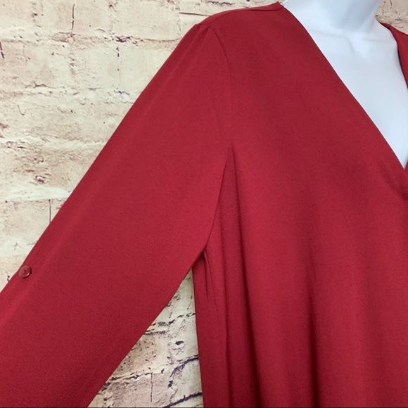 Kut from the Kloth Burgundy Wrap Long Sleeve Blouse - Picture 4 of 14